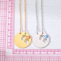 Simple Style Classic Style Round Devil's Eye Hand Stainless Steel Alloy Plating Hollow Out Pendant Necklace main image 3