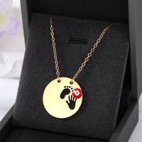 Simple Style Classic Style Round Devil's Eye Hand Stainless Steel Alloy Plating Hollow Out Pendant Necklace sku image 3
