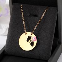 Simple Style Classic Style Round Devil's Eye Hand Stainless Steel Alloy Plating Hollow Out Pendant Necklace sku image 4