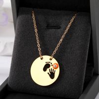Simple Style Classic Style Round Devil's Eye Hand Stainless Steel Alloy Plating Hollow Out Pendant Necklace sku image 1