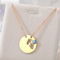 Simple Style Classic Style Round Devil's Eye Hand Stainless Steel Alloy Plating Hollow Out Pendant Necklace sku image 2