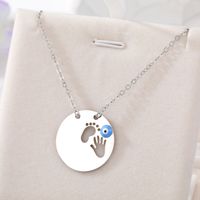 Simple Style Classic Style Round Devil's Eye Hand Stainless Steel Alloy Plating Hollow Out Pendant Necklace sku image 7