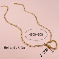 304 Stainless Steel 14K Gold Plated Casual Simple Style Polishing Plating Hollow Out Heart Shape Long Necklace Necklace main image 4