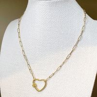 304 Stainless Steel 14K Gold Plated Casual Simple Style Polishing Plating Hollow Out Heart Shape Long Necklace Necklace main image 6