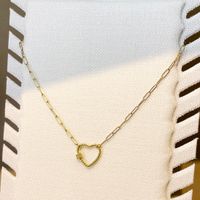 304 Stainless Steel 14K Gold Plated Casual Simple Style Polishing Plating Hollow Out Heart Shape Long Necklace Necklace main image 5