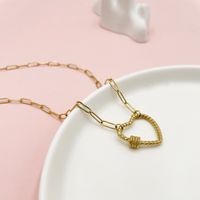 304 Stainless Steel 14K Gold Plated Casual Simple Style Polishing Plating Hollow Out Heart Shape Long Necklace Necklace main image 3