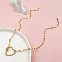 304 Stainless Steel 14K Gold Plated Casual Simple Style Polishing Plating Hollow Out Heart Shape Long Necklace Necklace main image 2