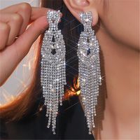 1 Pair Casual Solid Color Plating Inlay Copper Rhinestones Silver Plated Drop Earrings main image 1