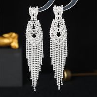 1 Pair Casual Solid Color Plating Inlay Copper Rhinestones Silver Plated Drop Earrings main image 6