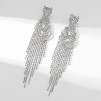 1 Pair Casual Solid Color Plating Inlay Copper Rhinestones Silver Plated Drop Earrings main image 5