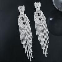 1 Pair Casual Solid Color Plating Inlay Copper Rhinestones Silver Plated Drop Earrings main image 4