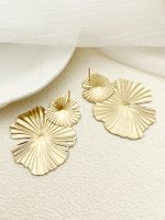 1 Pair Chinoiserie Vintage Style Artistic Lotus Leaf Polishing Plating 304 Stainless Steel 14K Gold Plated Ear Studs main image 5