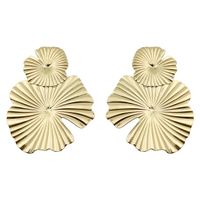 1 Pair Chinoiserie Vintage Style Artistic Lotus Leaf Polishing Plating 304 Stainless Steel 14K Gold Plated Ear Studs main image 2