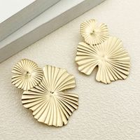 1 Pair Chinoiserie Vintage Style Artistic Lotus Leaf Polishing Plating 304 Stainless Steel 14K Gold Plated Ear Studs main image 6