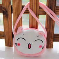 Kid's Small Plush Rabbit Cat Elephant Cute Zipper Crossbody Bag sku image 2