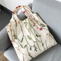 Women's Vintage Style Flower Canvas Shopping Bags main image 3