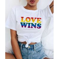 Women's T-shirt Short Sleeve T-shirts Printing Casual Letter Rainbow Heart Shape main image 5