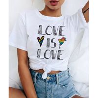 Women's T-shirt Short Sleeve T-shirts Printing Casual Letter Rainbow Heart Shape main image 4