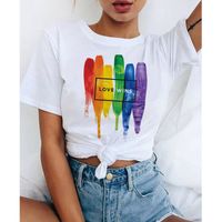 Women's T-shirt Short Sleeve T-shirts Printing Casual Letter Rainbow Heart Shape main image 3