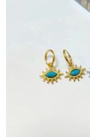 1 Pair Casual Heart Shape Flower Plating Inlay Stainless Steel Turquoise 18k Gold Plated Earrings sku image 8
