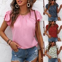 Women's Blouse Short Sleeve Blouses Printing Elegant Ditsy Floral Solid Color main image 1