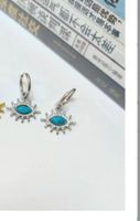 1 Pair Casual Heart Shape Flower Plating Inlay Stainless Steel Turquoise 18k Gold Plated Earrings sku image 2