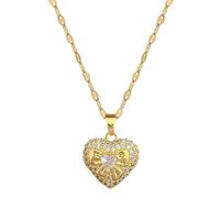 Sweet Heart Shape Titanium Steel Copper Inlay Zircon Pendant Necklace main image 3