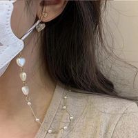 Sucré Style Coréen Forme De Cœur Perle D'imitation Alliage Femmes Chaîne À Lunettes main image 1