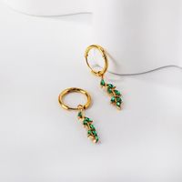 1 Pair Elegant Commute Leaf Flower Inlay Stainless Steel Imitation Pearl Zircon Earrings main image 1
