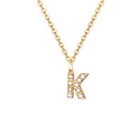 Lady Letter Stainless Steel Titanium Steel Inlay Artificial Gemstones 14k Gold Plated Pendant Necklace sku image 4