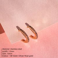 1 Pair Simple Style Round Plating Inlay Stainless Steel Zircon 14K Gold Plated Rose Gold Plated Earrings main image 6