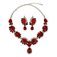 Classic Style Flower Alloy Inlay Artificial Gemstones Women's Earrings Necklace Jewelry Set main image 3