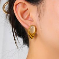 1 Pair Elegant Lady Wings Inlay Stainless Steel Opal Ear Studs main image 5