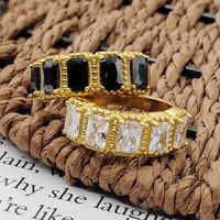 304 Stainless Steel 18K Gold Plated Retro Inlay Geometric Zircon Rings main image 2