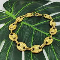 304 Stainless Steel 18K Gold Plated Streetwear Plating Solid Color Bracelets Necklace main image 5