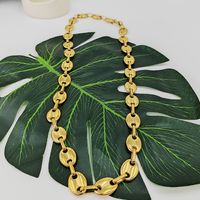 304 Stainless Steel 18K Gold Plated Streetwear Plating Solid Color Bracelets Necklace main image 4