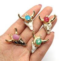 Ethnic Style Bull Head Natural Stone Resin Wholesale Pendants Jewelry Accessories main image 4