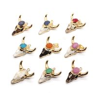 Ethnic Style Bull Head Natural Stone Resin Wholesale Pendants Jewelry Accessories main image 2