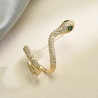 1 Piece Retro Snake Leopard Inlay Copper Zircon Ear Clips main image 5