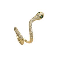 1 Piece Retro Snake Leopard Inlay Copper Zircon Ear Clips sku image 4
