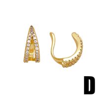 1 Pair Simple Style C Shape Irregular Plating Inlay Copper Zircon 18k Gold Plated Ear Clips main image 4