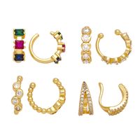 1 Pair Simple Style C Shape Irregular Plating Inlay Copper Zircon 18k Gold Plated Ear Clips main image 2