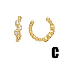 1 Pair Simple Style C Shape Irregular Plating Inlay Copper Zircon 18k Gold Plated Ear Clips main image 5