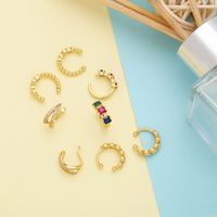 1 Pair Simple Style C Shape Irregular Plating Inlay Copper Zircon 18k Gold Plated Ear Clips main image 1