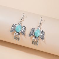 1 Pair Bohemian Water Droplets Tassel Alloy Inlay Turquoise Women's Drop Earrings sku image 12