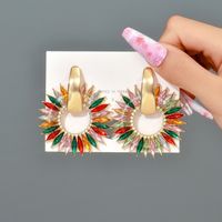 1 Pair Fashion Round Alloy Inlay Artificial Gemstones Women's Ear Studs main image 9