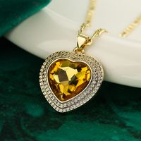 Elegant Glam Heart Shape Copper Plating Inlay Zircon 18k Gold Plated Pendant Necklace sku image 1