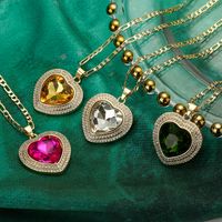 Elegant Glam Heart Shape Copper Plating Inlay Zircon 18k Gold Plated Pendant Necklace main image 1