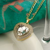 Elegant Glam Heart Shape Copper Plating Inlay Zircon 18k Gold Plated Pendant Necklace sku image 4