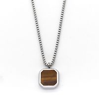Retro Simple Style Square Titanium Steel Inlay Natural Stone Charms Pendant Necklace sku image 8